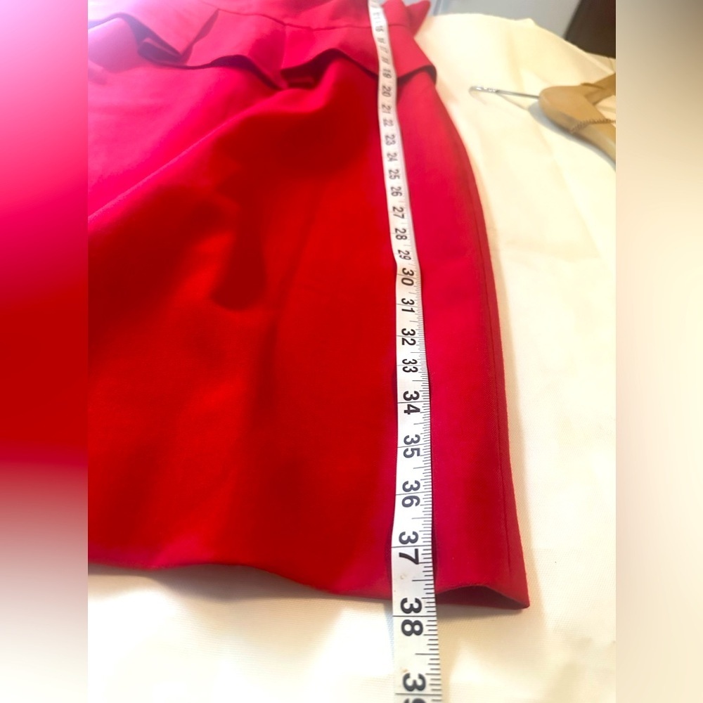 NEW. J. Crew, red dress size: 2 with a waist pleat. - Picture 3 of 10